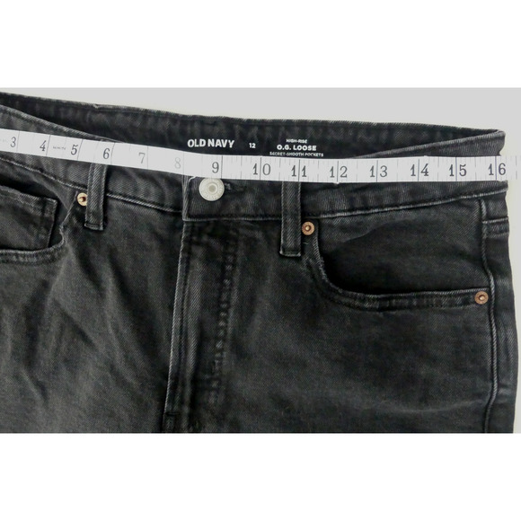 Women's Old Navy O.G. Loose Womens Jeans Size 12 High Rise Black Wash - Picture 5 of 7